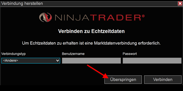 NinjaTrader Konfigurieren.