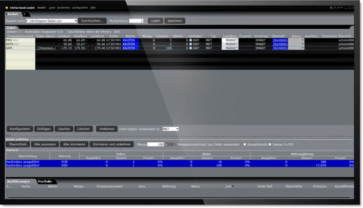 Het BasketTrader tool in Trader Workstation.